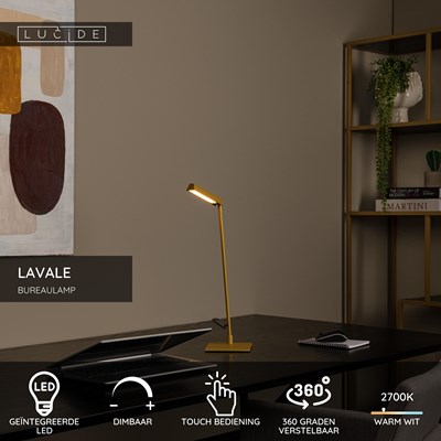 Lucide LAVALE - Bureaulamp - LED Dimb. - 1x3W 2700K - Okergeel